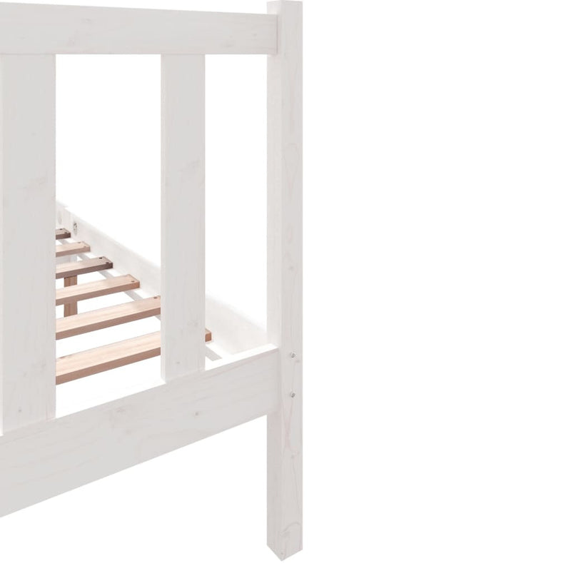 Bed Frame without Mattress White Solid Wood Pine Small Double