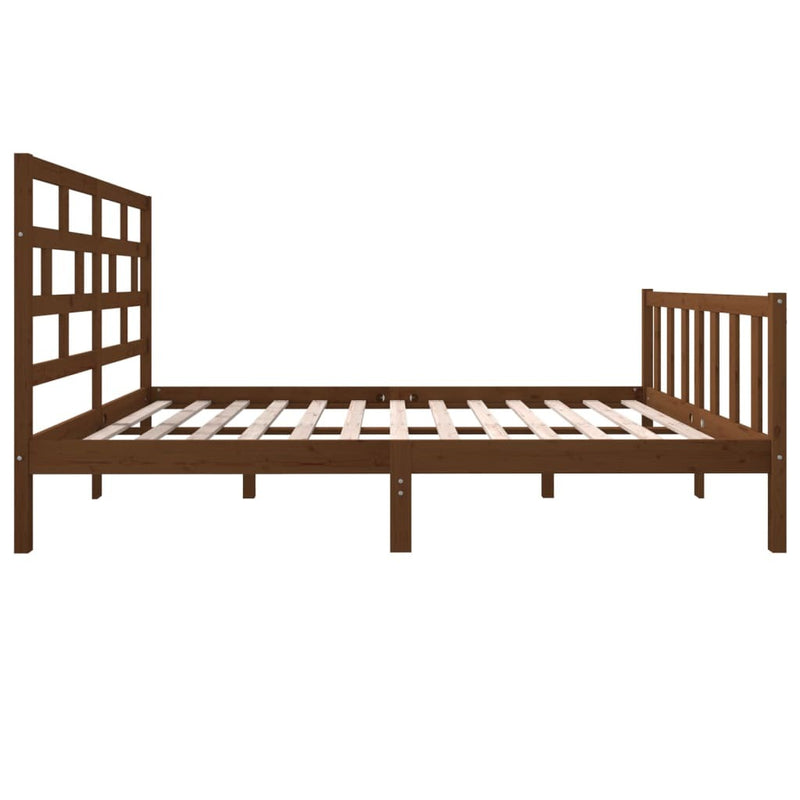 Bed Frame without Mattress Honey Brown Solid Wood Pine King Size