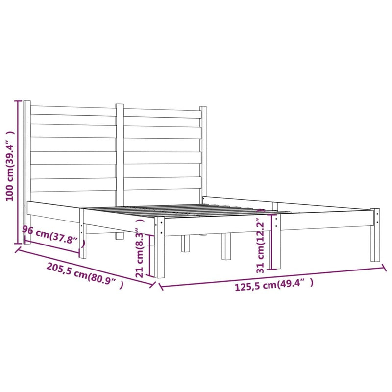 3103643  Bed Frame without Mattress Solid Wood 120x200 cm (810012+818410)