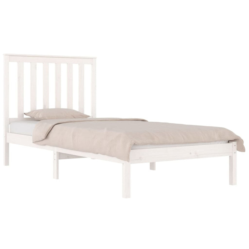 3103834  Bed Frame without Mattress White Solid Wood 100x200 cm (810008+818506)