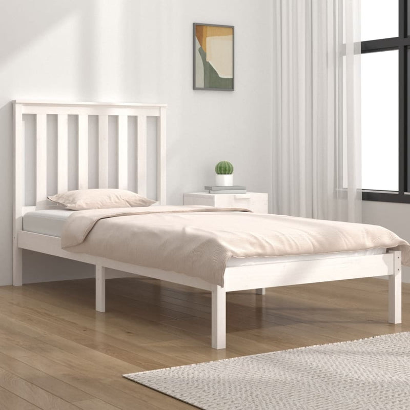 3103834  Bed Frame without Mattress White Solid Wood 100x200 cm (810008+818506)