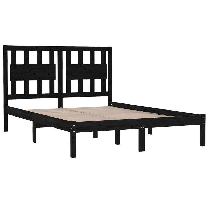 3103937  Bed Frame without Mattress Black Solid Wood 140x200 cm (810021+818574)