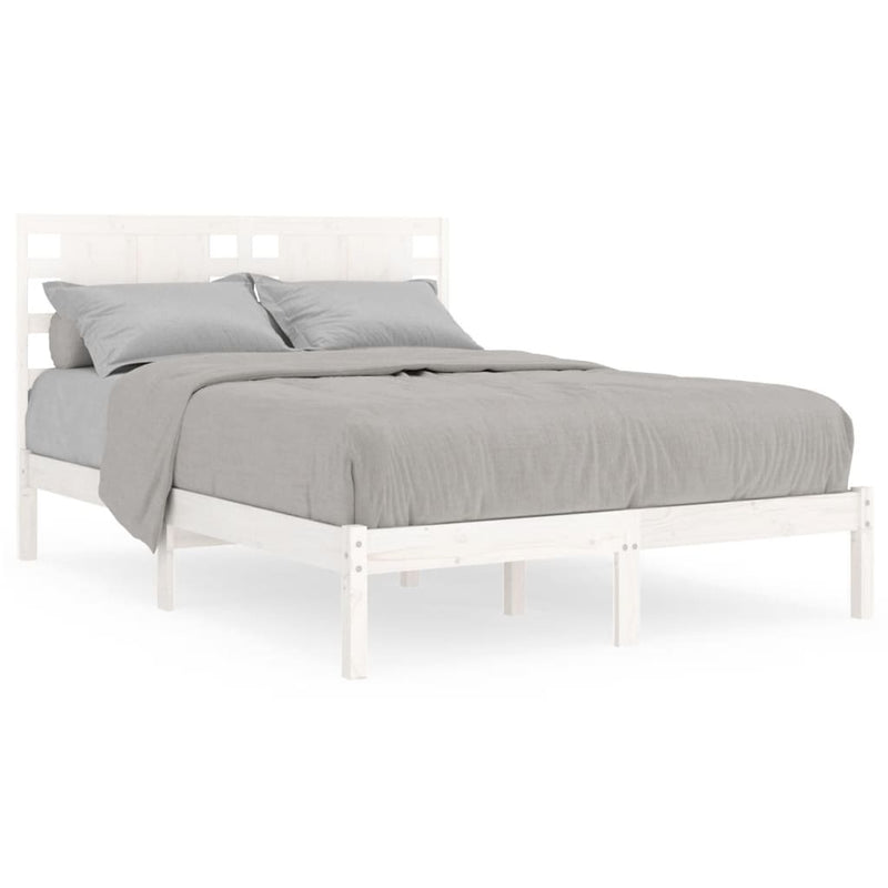 Bed Frame without Mattress White 135x190 cm Double Solid Wood