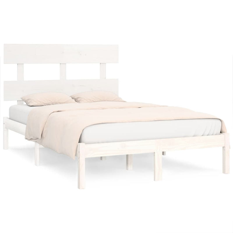 Bed Frame without Mattress White 140x190 cm Solid Wood