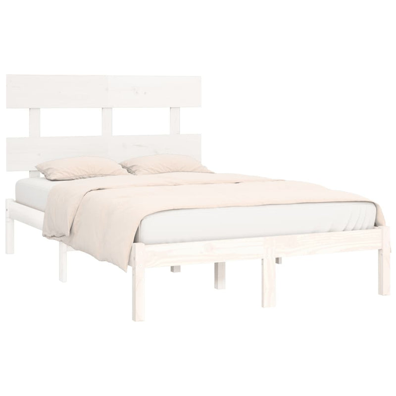 Bed Frame without Mattress White 140x190 cm Solid Wood