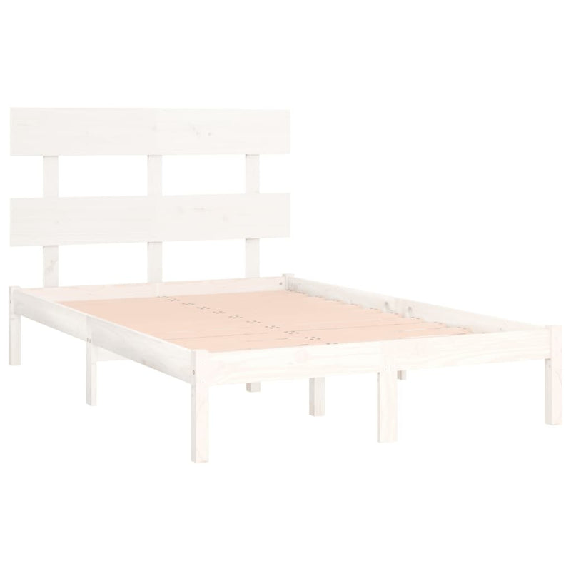 Bed Frame without Mattress White 140x190 cm Solid Wood