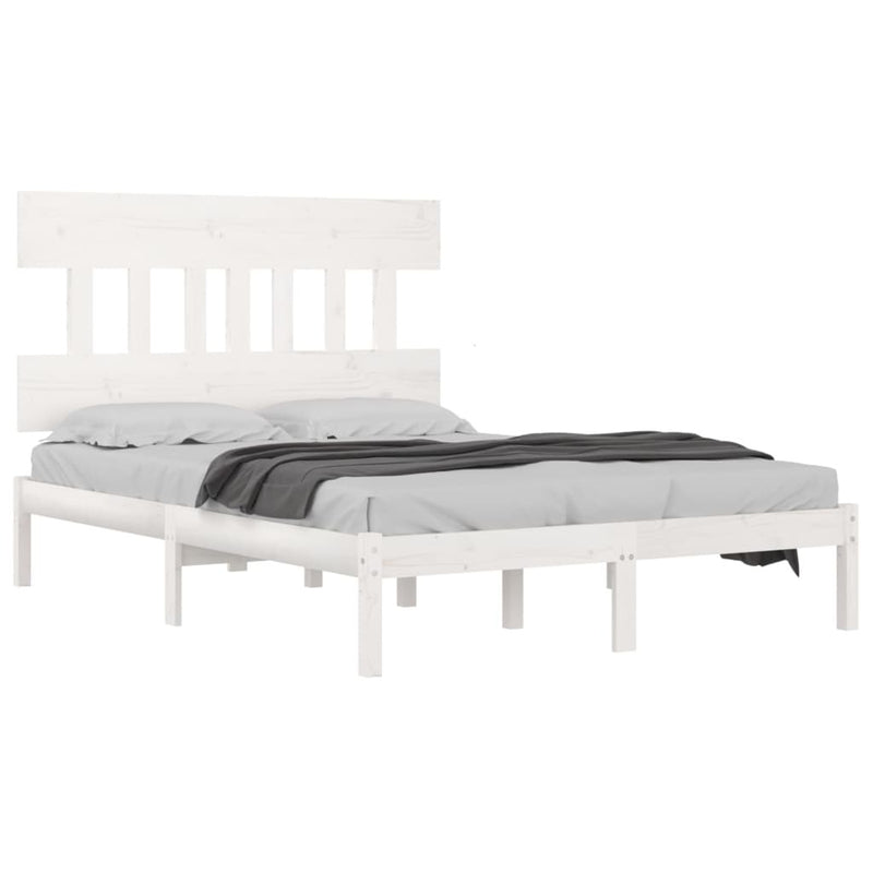 3104759  Bed Frame without Mattress White 200x200 cm Solid Wood