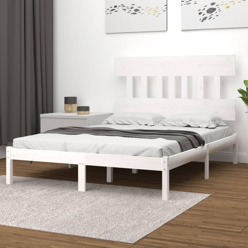 3104759  Bed Frame without Mattress White 200x200 cm Solid Wood