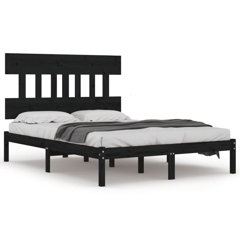 Bed Frame without Mattress Black 200x200 cm Solid Wood