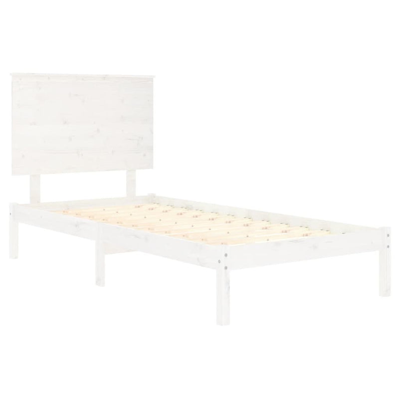 Bed Frame without Mattress White 90x190 cm Single Solid Wood