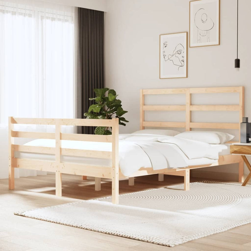 Bed Frame without Mattress Solid Wood Pine 120x190 cm Small Double