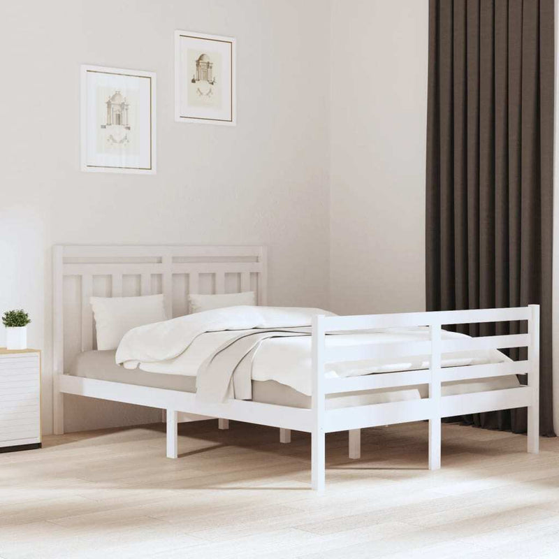 Bed Frame without Mattress White 140x200 cm Solid Wood