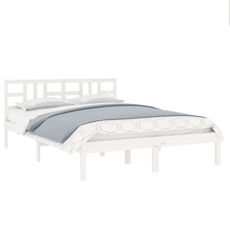 Bed Frame without Mattress White 140x190 cm Solid Wood