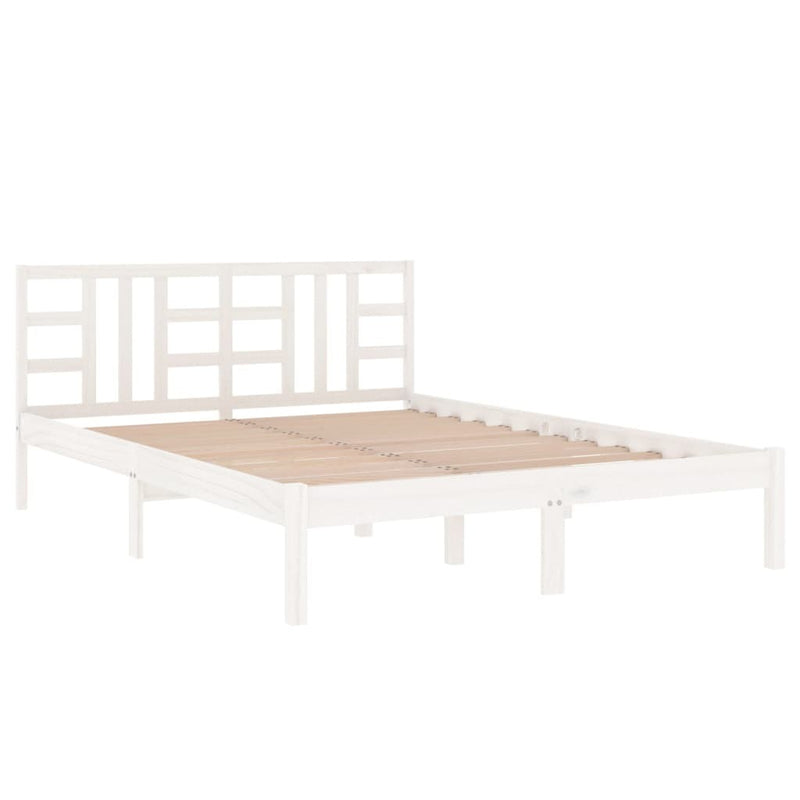 Bed Frame without Mattress White 140x190 cm Solid Wood