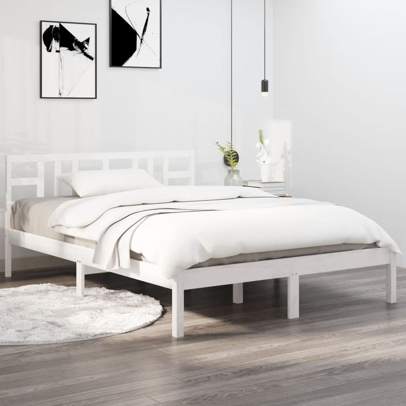 Bed Frame without Mattress White 140x190 cm Solid Wood