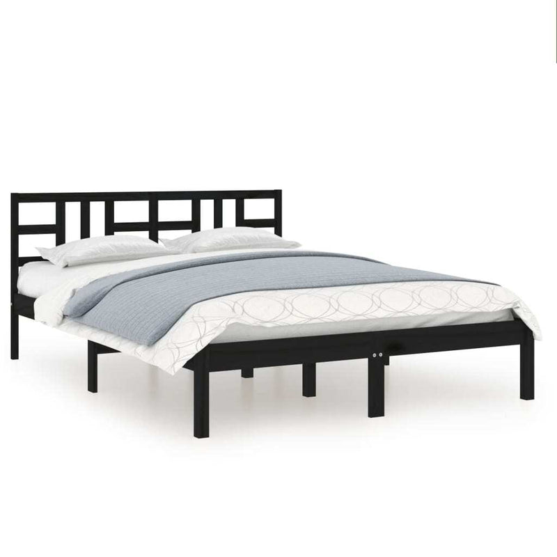 Bed Frame without Mattress Black 140x200 cm Solid Wood