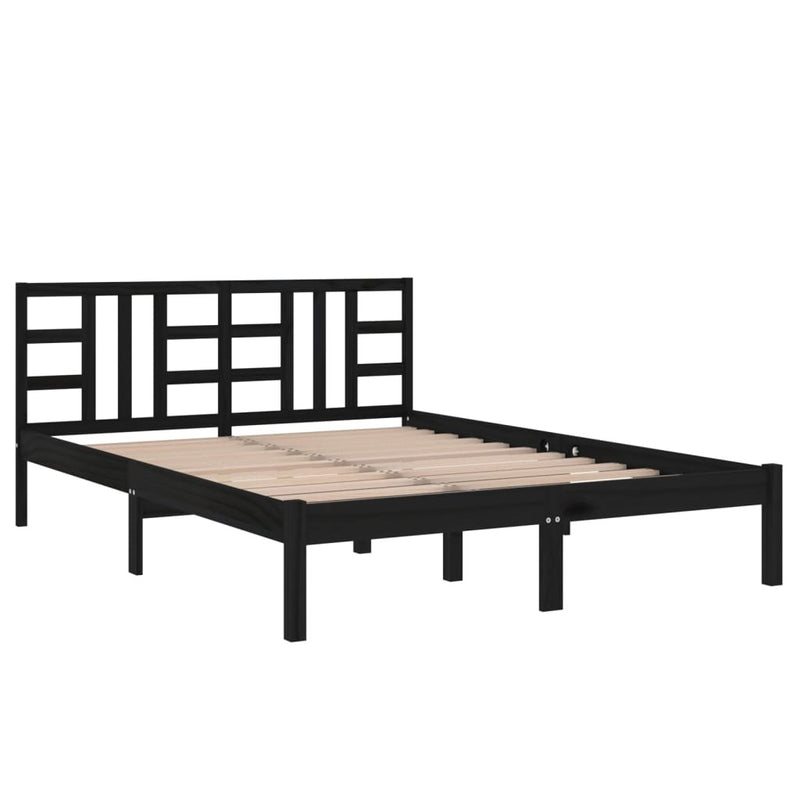 Bed Frame without Mattress Black 140x200 cm Solid Wood