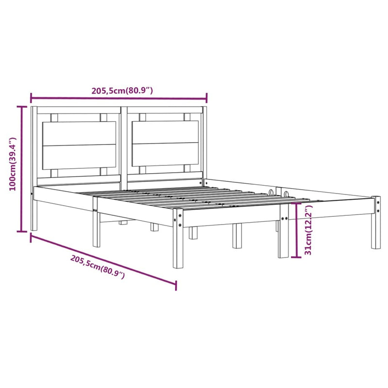 Bed Frame without Mattress Grey 200x200 cm Solid Wood