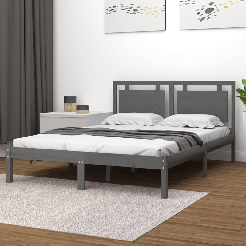 Bed Frame without Mattress Grey 200x200 cm Solid Wood