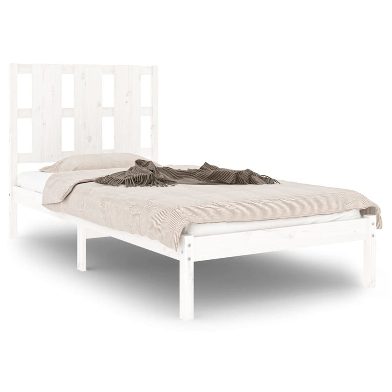 Bed Frame without Mattress White 90x190 cm Single Solid Wood