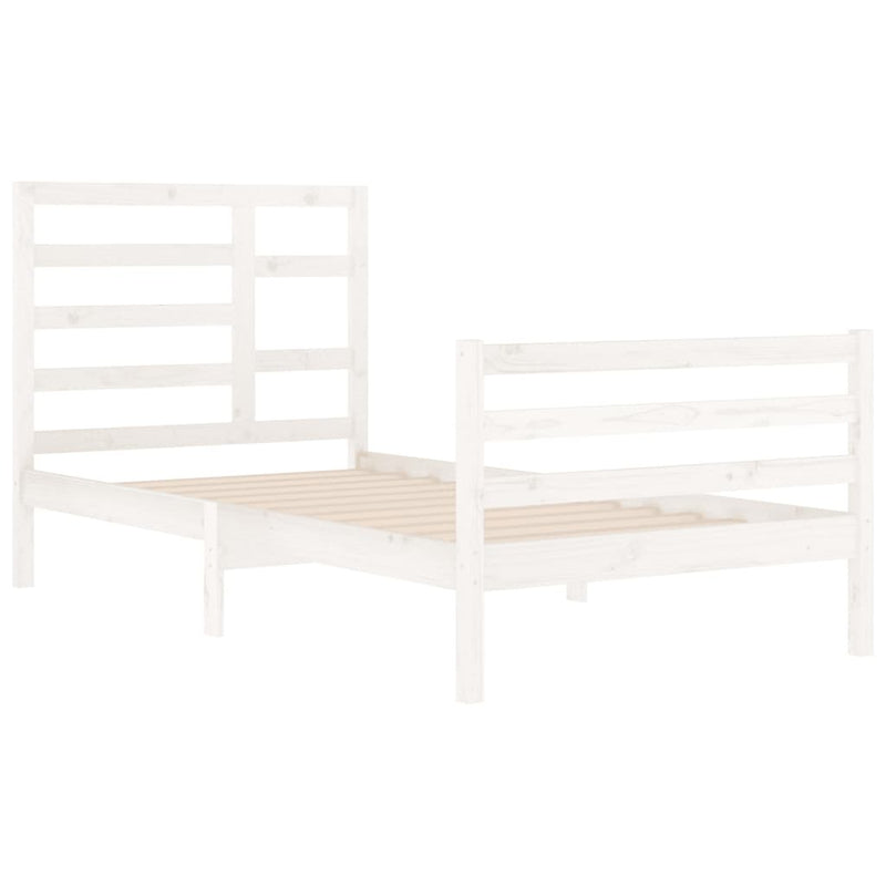 Bed Frame without Mattress White Solid Wood 100x200 cm