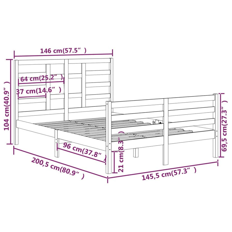 Bed Frame without Mattress Solid Wood 140x200 cm