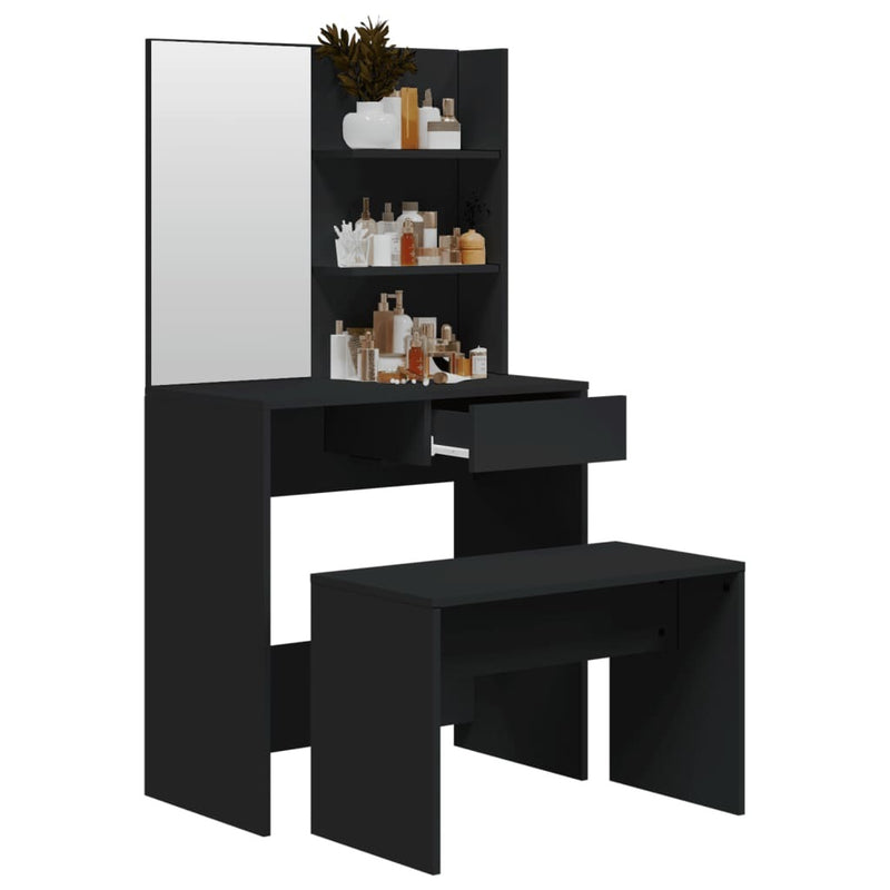 Dressing Table Set Black 74.5x40x141 cm