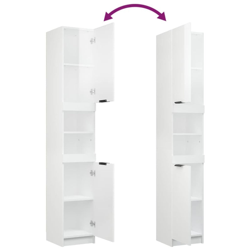 3 Piece Bathroom Cabinet Set High Gloss White Engineered Wood