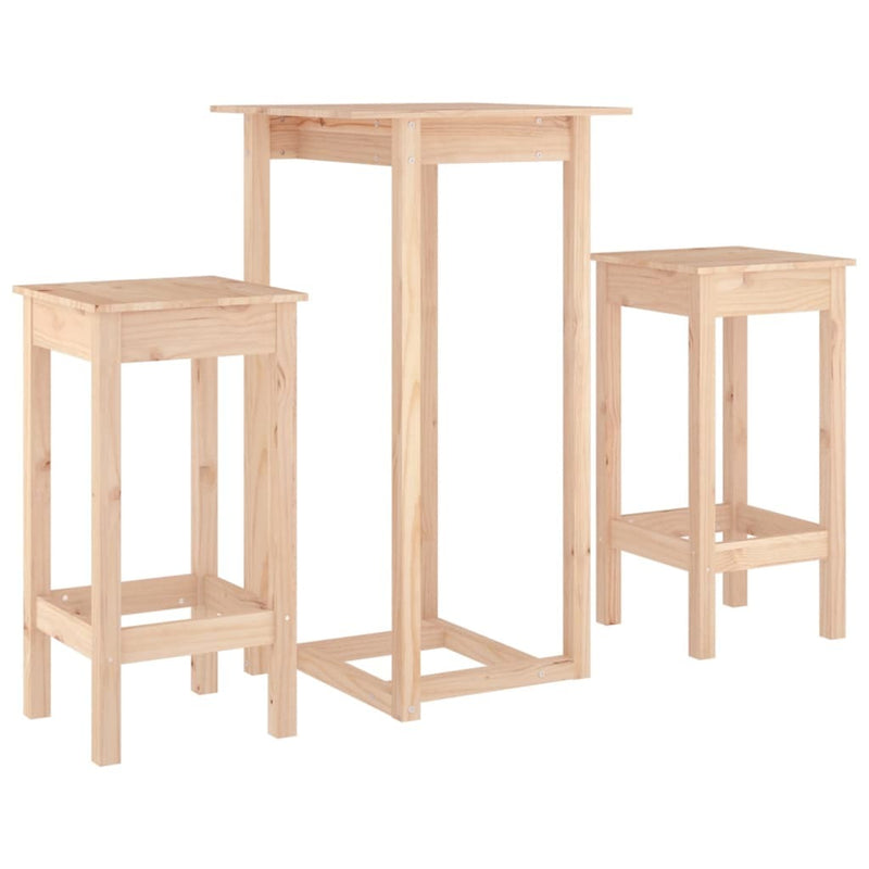 3 Piece Bar Set Solid Wood Pine