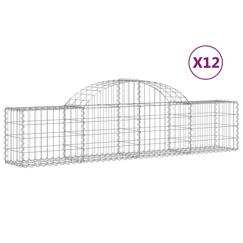 Arched Gabion Baskets 12 pcs 200x30x40/60 cm Galvanised Iron