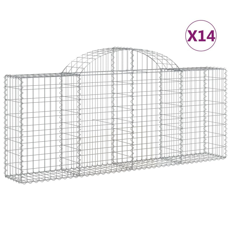 Arched Gabion Baskets 14 pcs 200x30x80/100 cm Galvanised Iron