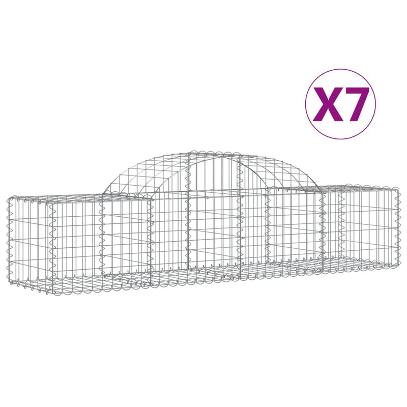 Arched Gabion Baskets 7 pcs 200x50x40/60 cm Galvanised Iron