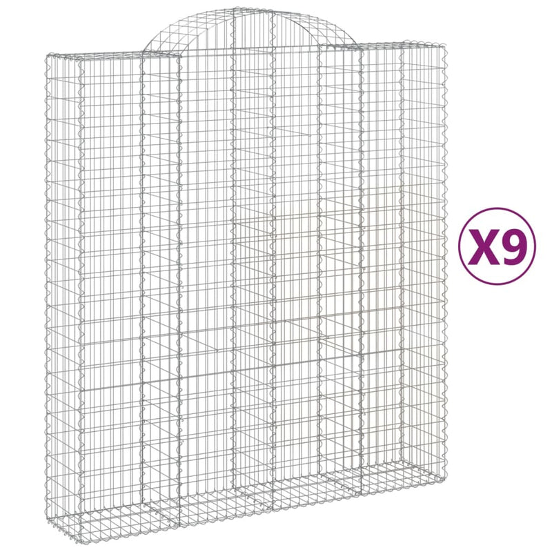 Arched Gabion Baskets 9 pcs 200x50x220/240 cm Galvanised Iron