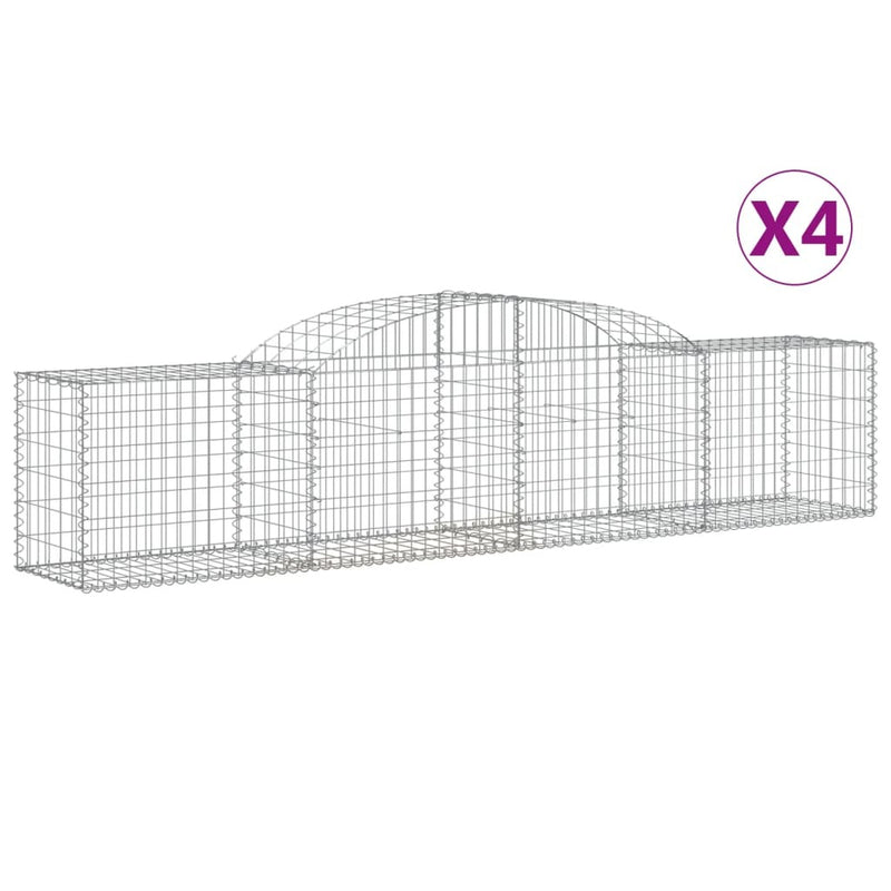 Arched Gabion Baskets 4 pcs 300x50x60/80 cm Galvanised Iron