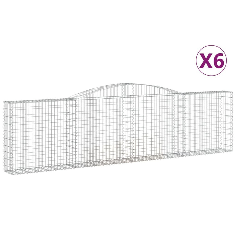 Arched Gabion Baskets 6 pcs 400x30x100/120 cm Galvanised Iron