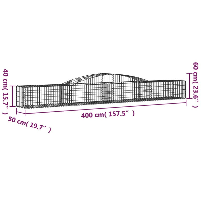 Arched Gabion Baskets 5 pcs 400x50x40/60 cm Galvanised Iron