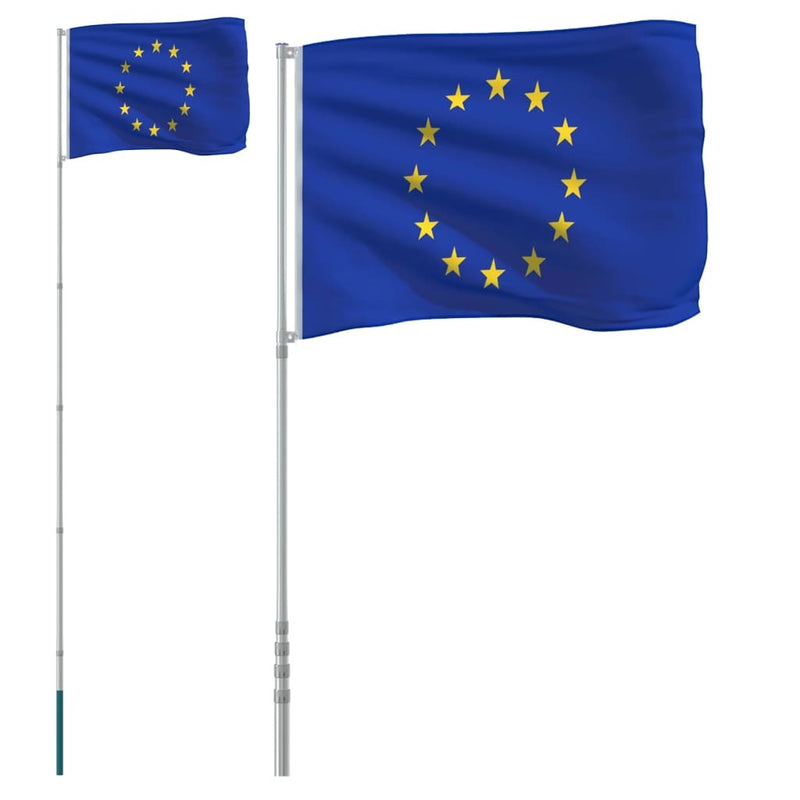 Europe Flag and Pole 5.55 m Aluminium