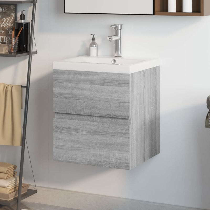 Sink Cabinet with Built-in Basin Grey Sonoma Engineered Wood