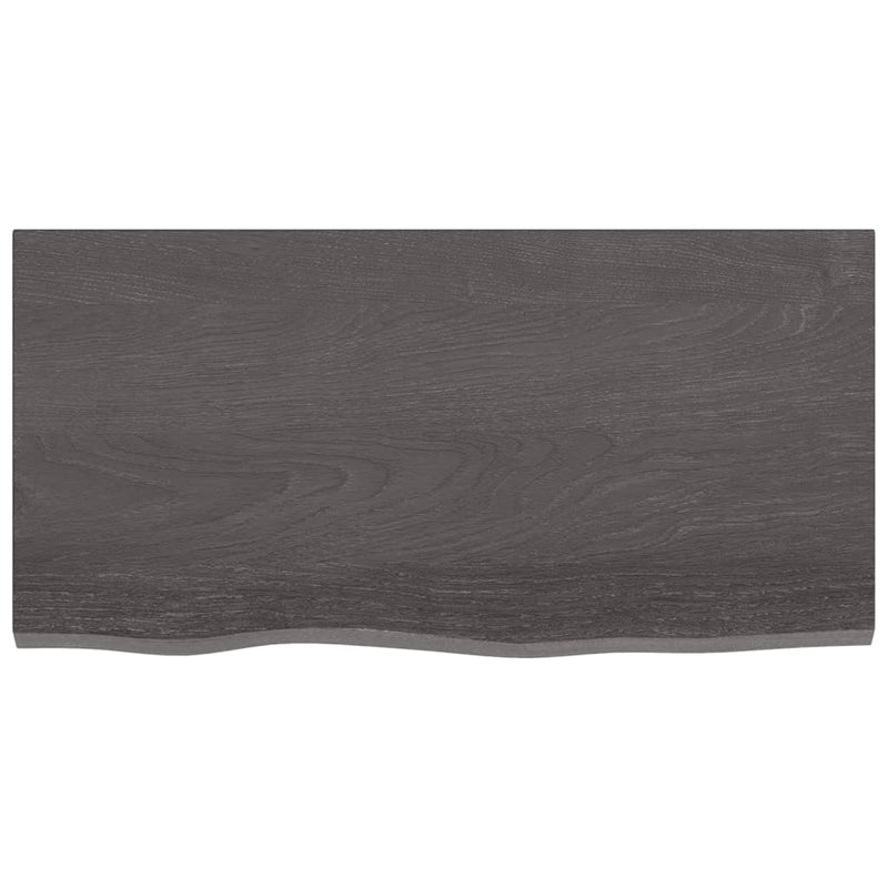 Table Top Dark Brown 80x40x(2-4) cm Treated Solid Wood Oak