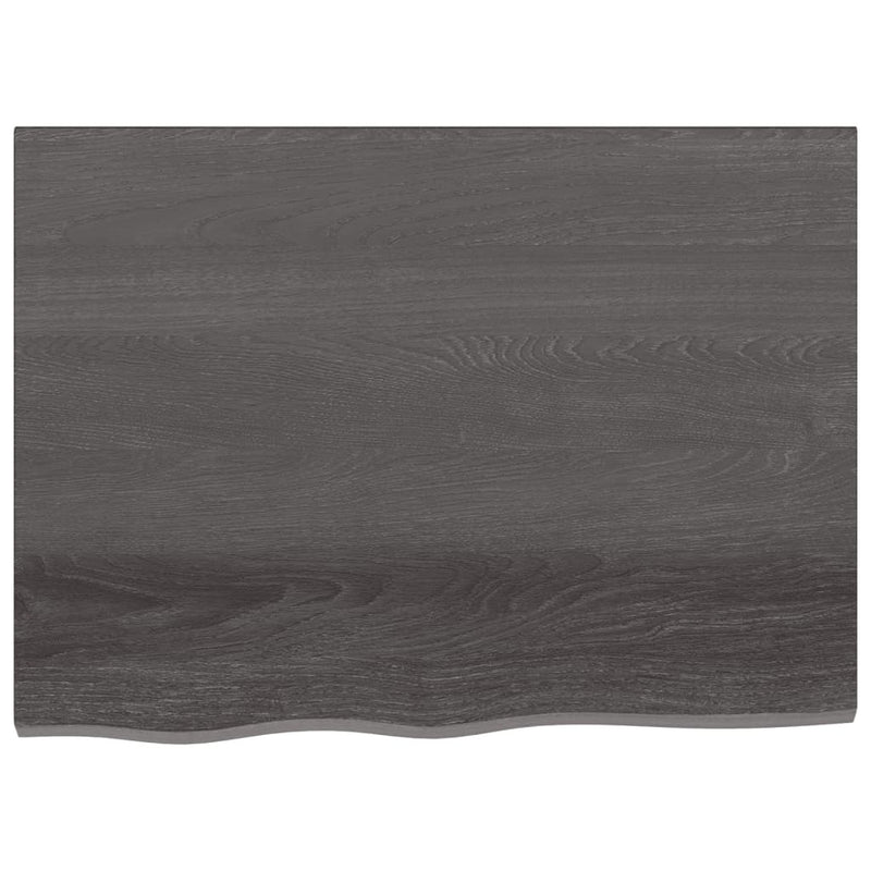 Table Top Dark Brown 80x60x2 cm Treated Solid Wood Oak