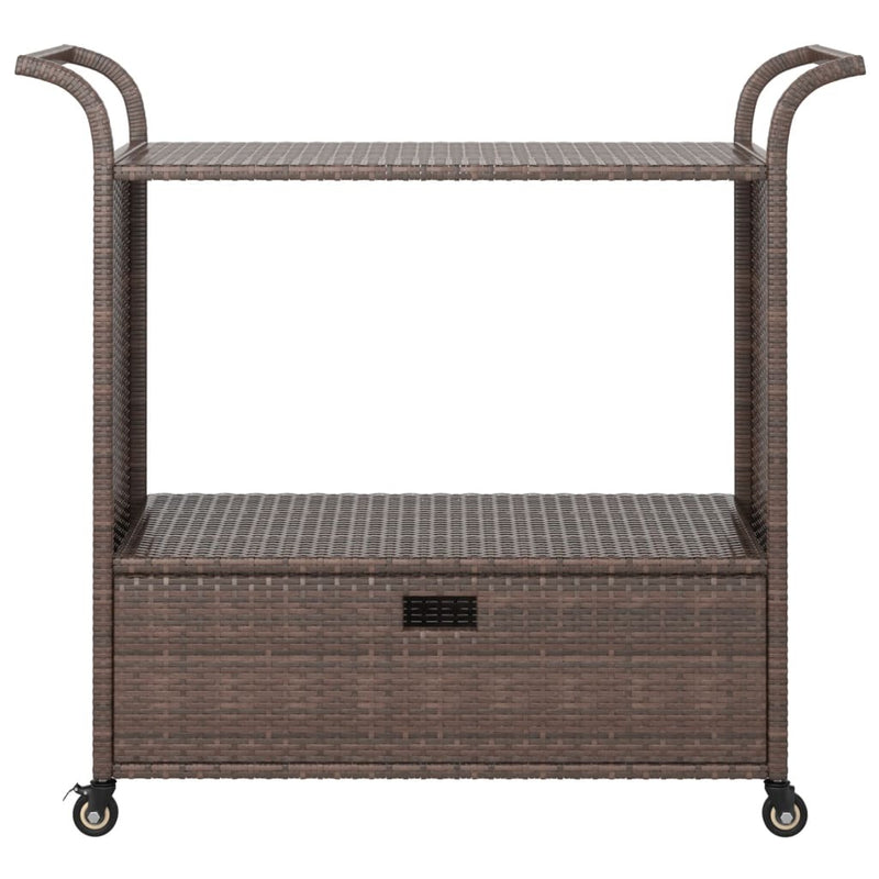 Bar Cart with Drawer Brown 100x45x97 cm Poly Rattan