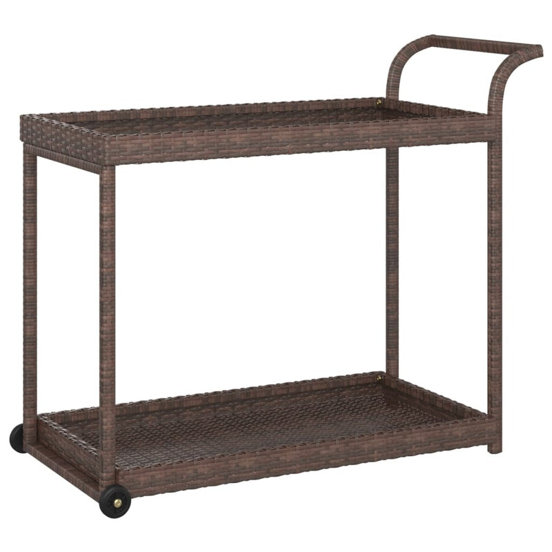 Bar Cart Brown 100x45x83 cm Poly Rattan