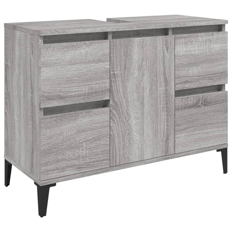 3 Piece Bathroom Furniture Set Grey Sonoma Engineered Wood