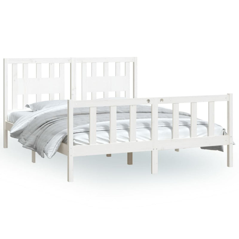 Bed Frame without Mattress White Solid Wood Pine 160x200 cm