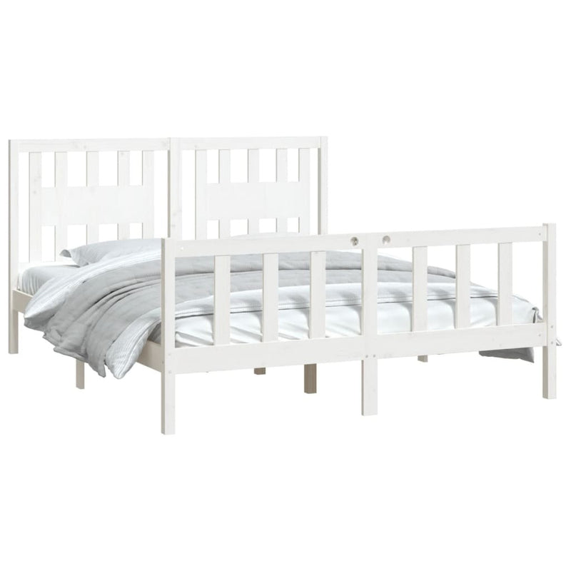 Bed Frame without Mattress White Solid Wood Pine 160x200 cm