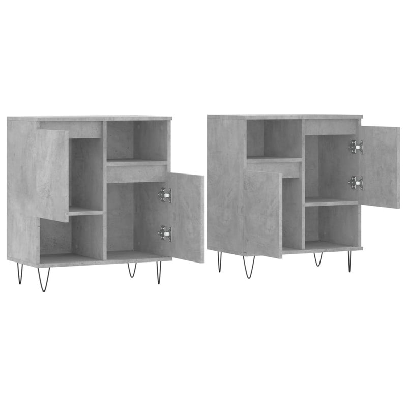 Sideboards 2 pcs Concrete Grey Engineered Wood