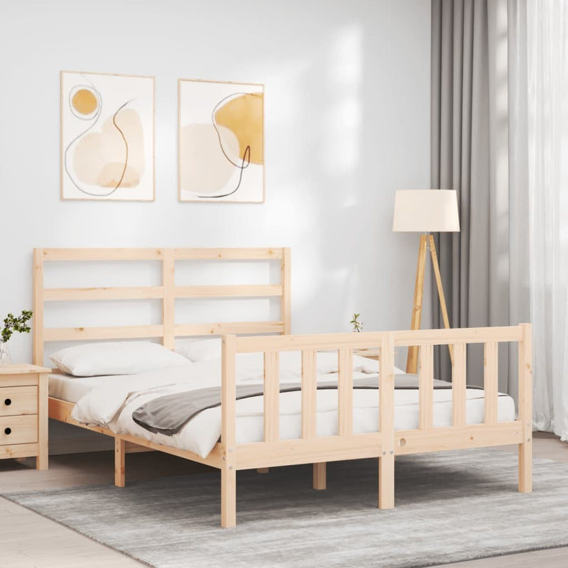 Bed Frame without Mattress 140x190 cm Solid Wood Pine