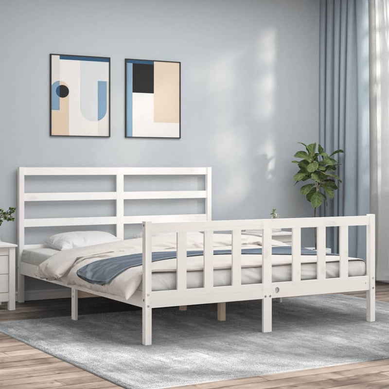 Bed Frame without Mattress White 160x200 cm Solid Wood Pine