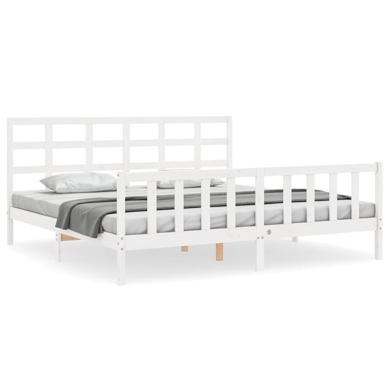 Bed Frame without Mattress White 200x200 cm Solid Wood Pine