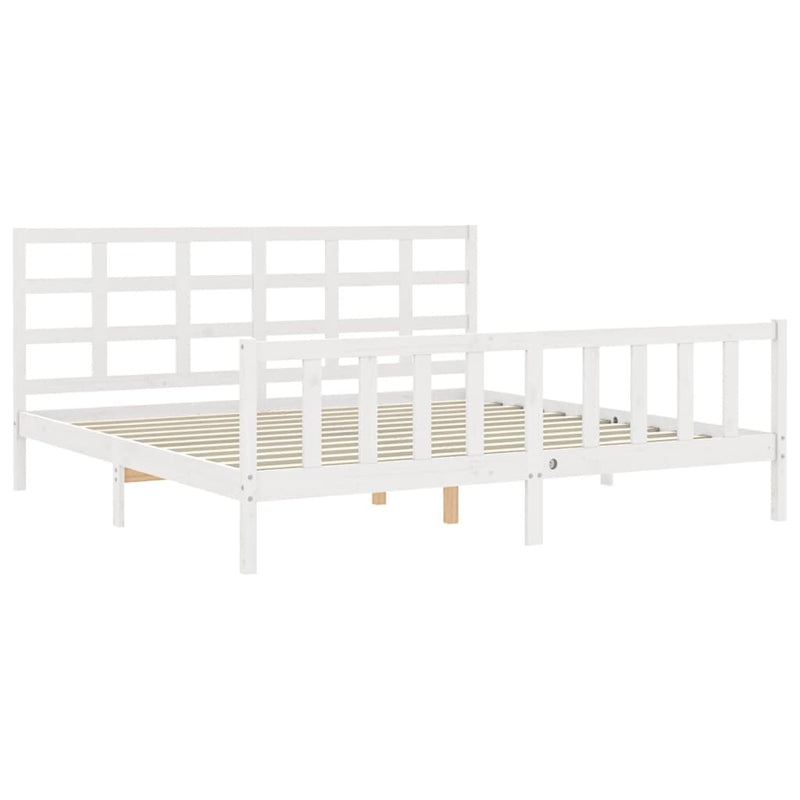 Bed Frame without Mattress White 200x200 cm Solid Wood Pine